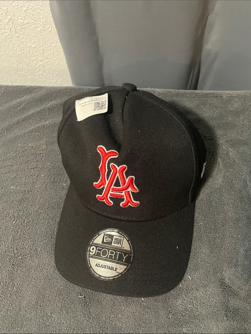 New Era Black Cap with Red LA Angels Embroidered Patch